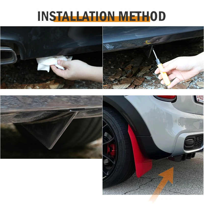 Car Rear Bumper Lip 4Pcs Universal Car Rear Bumper Lip Splitter Spoiler Anti-collision Body Bumper Astern protection for Curved Mounting Surface