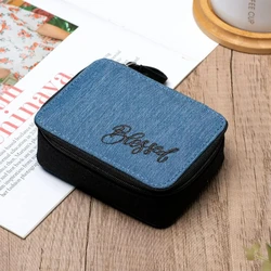 Weekly Pill Organizer Case for Vitamins and Supplements, 7 - Day Travel Medicine Holder (Black with  BLUE)