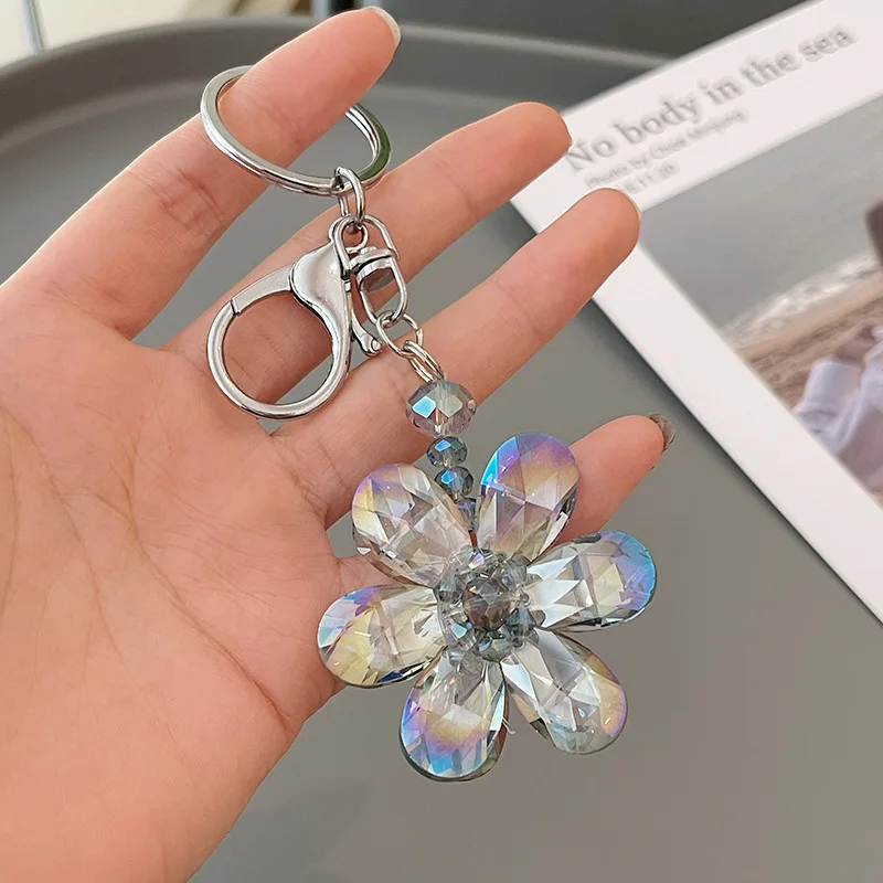 SWJEWEL 4pcs Flower Keychain Cute Handbag Key Chain Personalized Key Ring Golden for Women Girls Car Creative Gift
