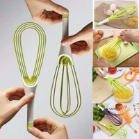 Batteur à œufs manuel multifonctionnel en silicone écologique, mini fouet de cuisine en plastique pour centre commercial, outil de cuisson, agitateur, 1 pièce 2