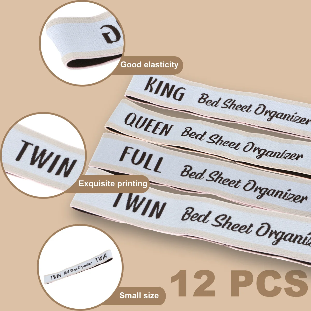 Elastic Bed Sheet Organizer Bands Set for King Queen Full Twin