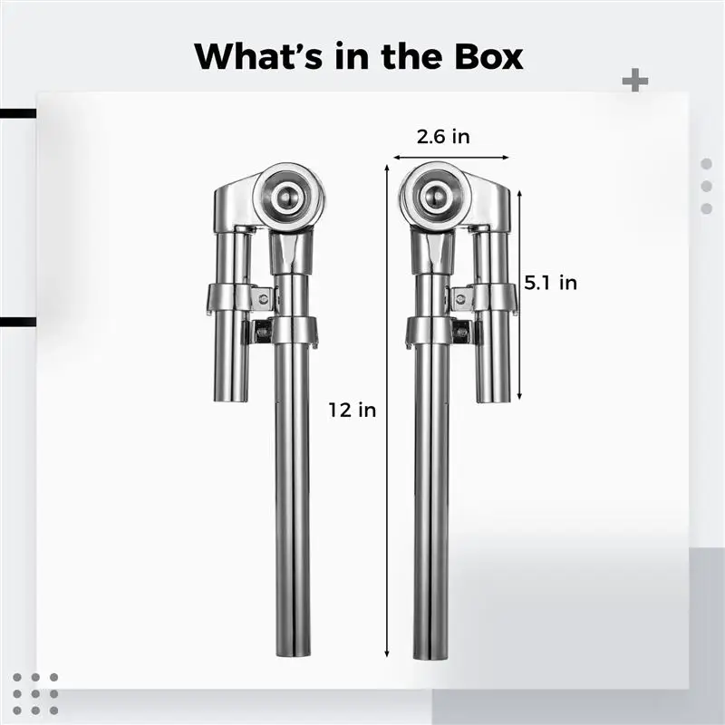 2Pcs Tom Drum Brackets Tom Mount Holder Arm Adjustable Mounting Holder Sturdy Metal Drum Replacement Stand Stable Support