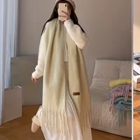 Шарф Dream Macaroon в тон, зимний мягкий мягкий комфортный шарф из искусственного кашемира с длинным воротником — изображение 6