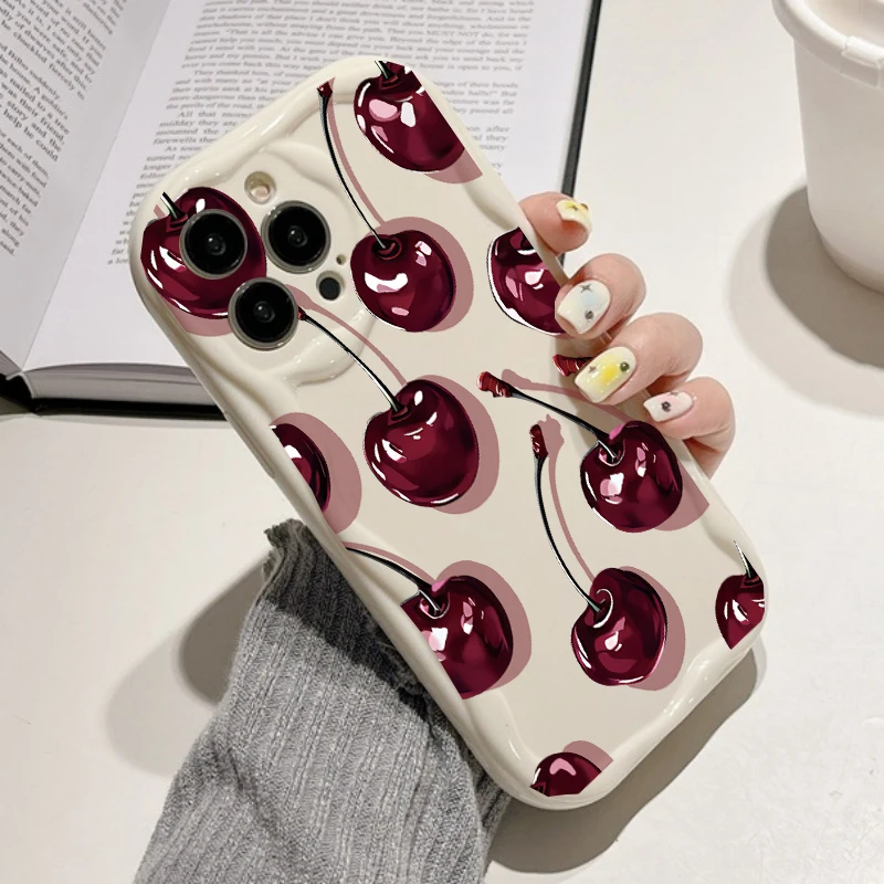 Wine Red Transparent Cherry Phone Case