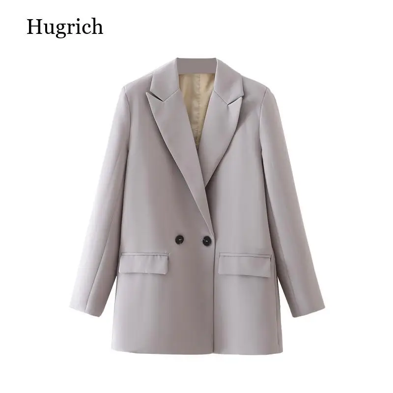 Women Office Wear Suit Blazer 2021 Solid Casual Single Breasted Coat Jacket Long Sleeve Notched Collar Pockets Blazers