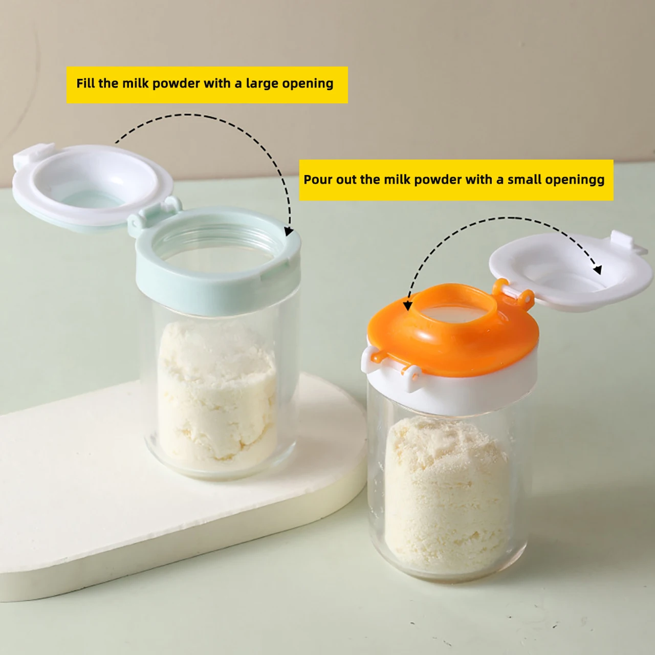 80ml Double Lid Portable Baby Formula Dispenser Travel Milk Formula Storage Bottle Salt Seasoning Containers Feeding Essentials