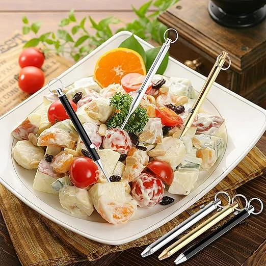 Portable Titanium Toothpicks Alloy Push-pull Spring Design With Metal Toothpick Holder for Outdoor Picnic Camping Accessories