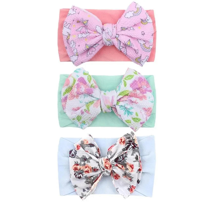 3Pcs Baby Headbands Cute Flower Print Elastic Girls Hair Bands Infant Toddler Turban Baby Hair Accessories hair accessories hair bands hair headband accessories baby headband set