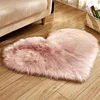 Small Size Heart Shaped Fluffy Rug Shaggy Faux Wool Carpet Sofa Cushion Living Room Bedroom Decorative Floor Mats 3
