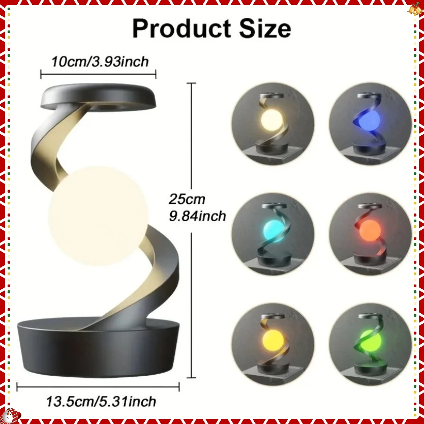 3D Levitating Ball Wireless Charger Lamp RGB Floating LED Night Light Floating Spinning in Air with LED Moon Lamp Fast Charging