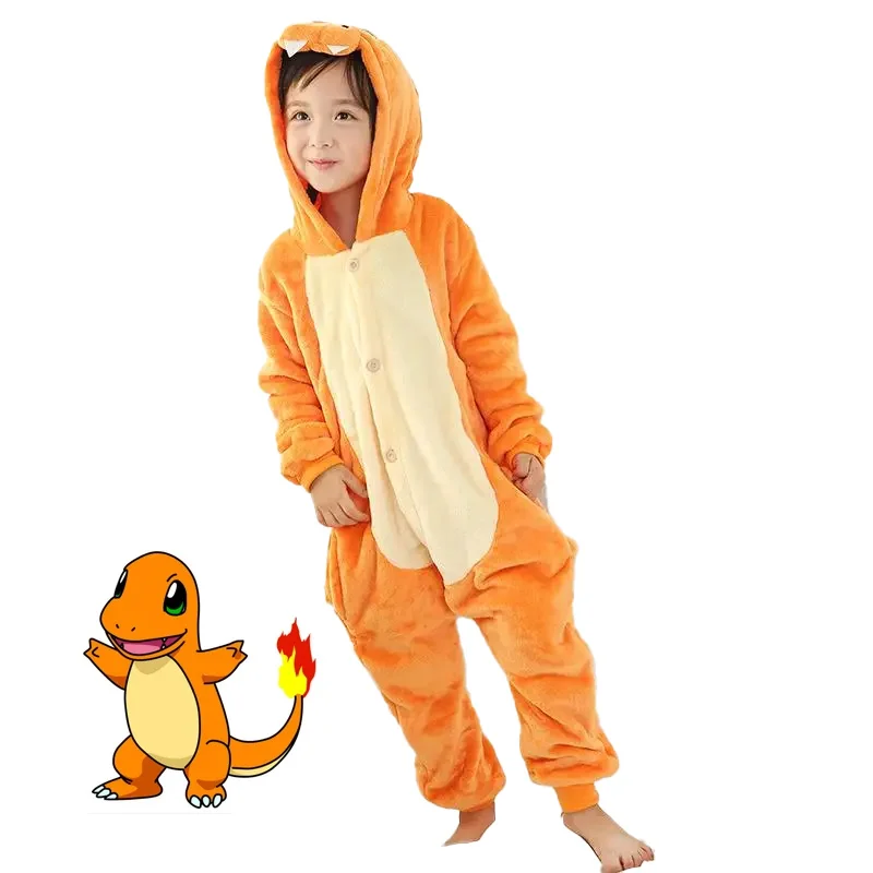 

Onesie For Kids Charmander Flannel Pokemon Cosplay Costume Halloween Kigurumi Children Full Body Pijama Christmas One-Piece Suit