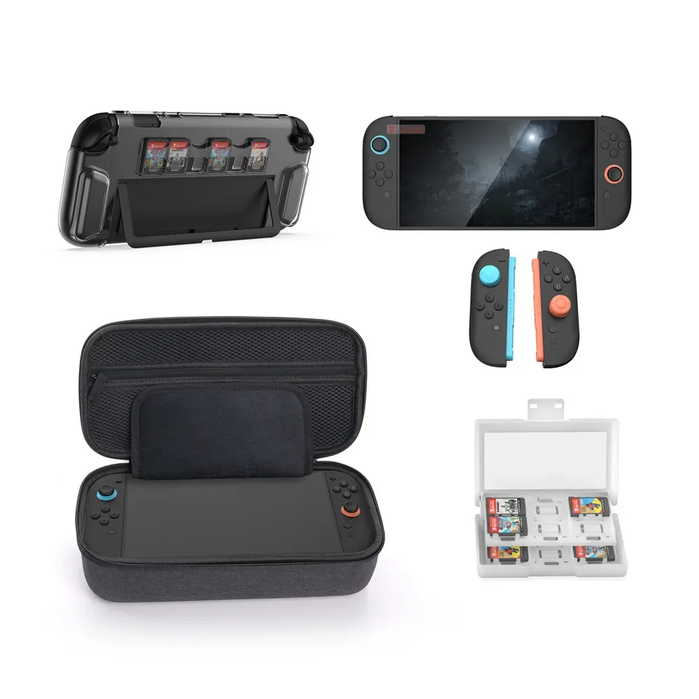 DOBE TNS-5112 For Switch 2 10 in 1 set host storage bag+crystal case+tempered film+card box+joystick cap