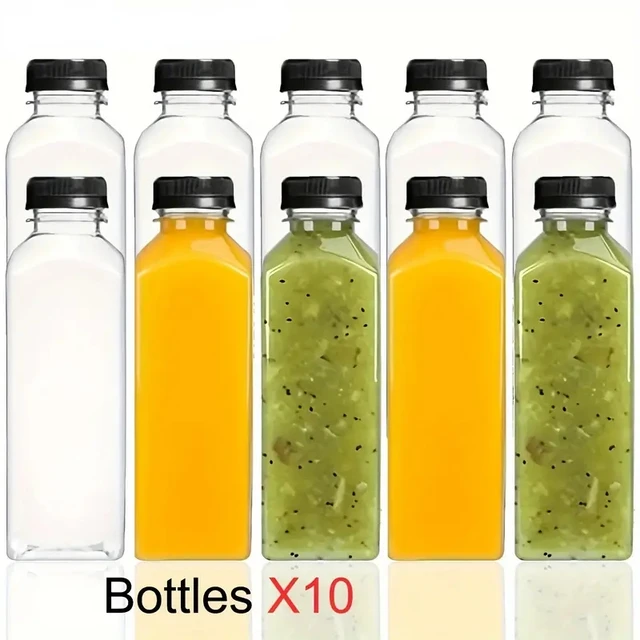10pcsPlastic Juice Bottles Long-Lasting, Spill-Proof, Milk, and More - Easy Cleaning and Refilling Clear Water Bottle Portable ﻿ 4