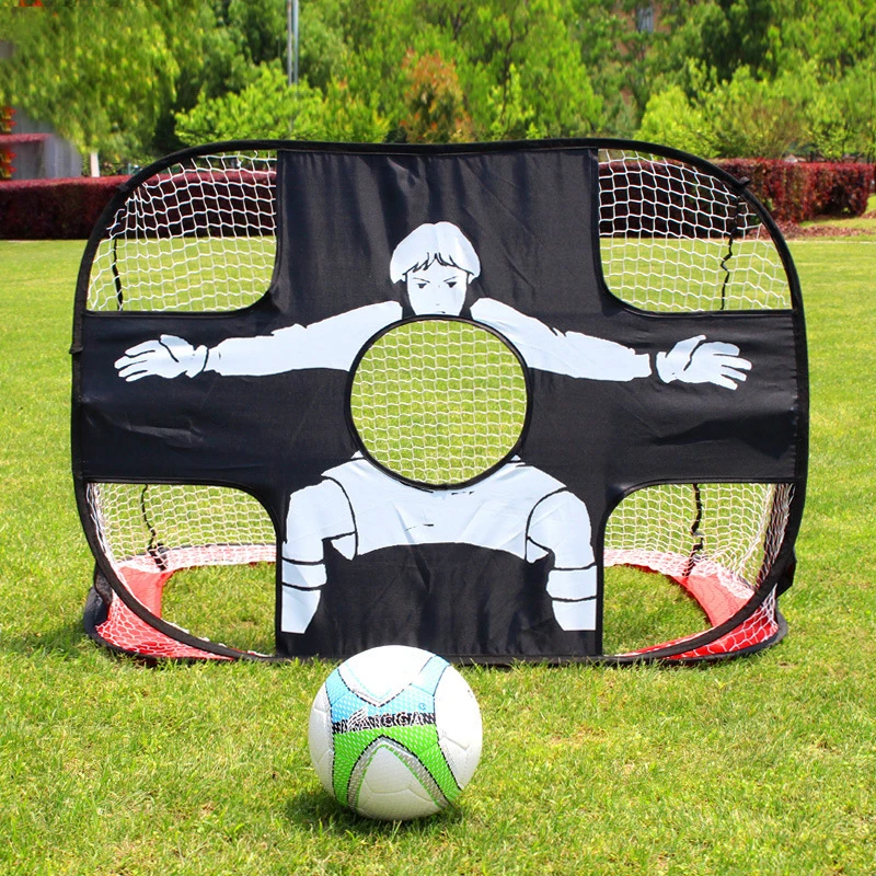 2 In 1 Portable Folding Kids Soccer Goal Shooting Net Tennis Ball Holder Multi-functional Training Toy Ball Rack Soccer Goal Net Sports Ball Holder Soccer Rebounder Net