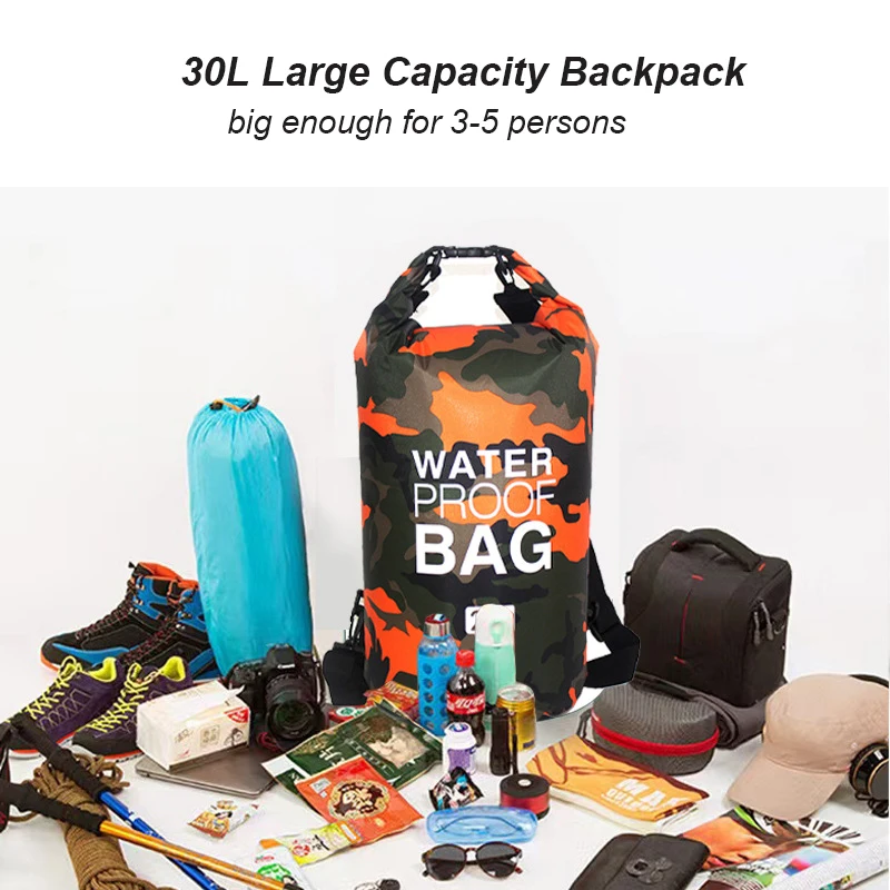 Waterproof Pounch Swimming Bag 5L/10L/15L/20L/30L PVC Drybag Large Capacity Beach Bags Watertight Water Play Swimsuit  Dry Bag