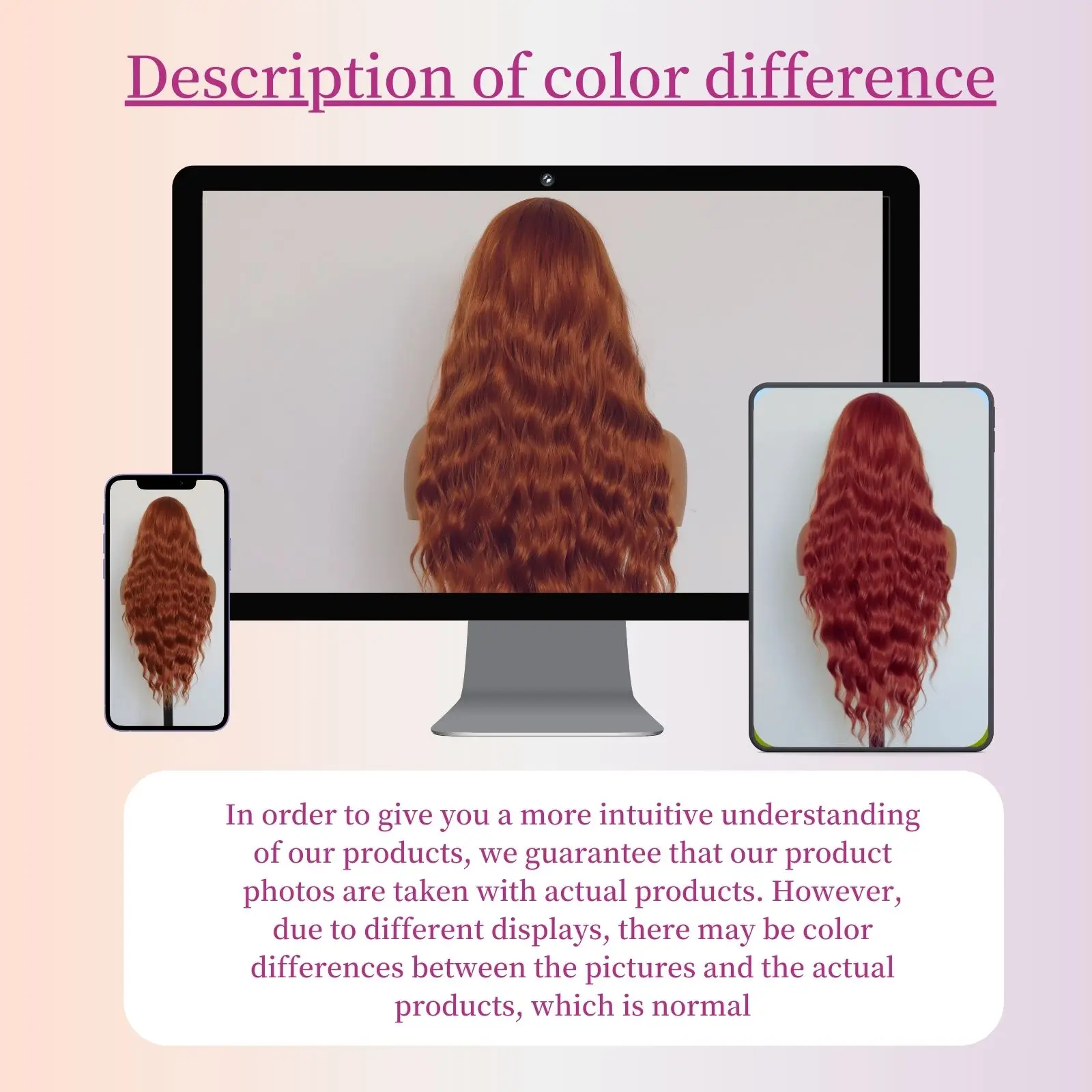 Long Ginger Wavy 13×4 Lace Front Synthetic Wig For Women Orange Heat Resistant Fiber Wig For Daily Party Use (32Inch)