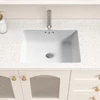 1pc 14 Inch Small Rectangle White Undermount Bathroom Sink, 13.78 x 12-inches Vanity Under Counter Lavatory Porcelain Ceramic Ba 1