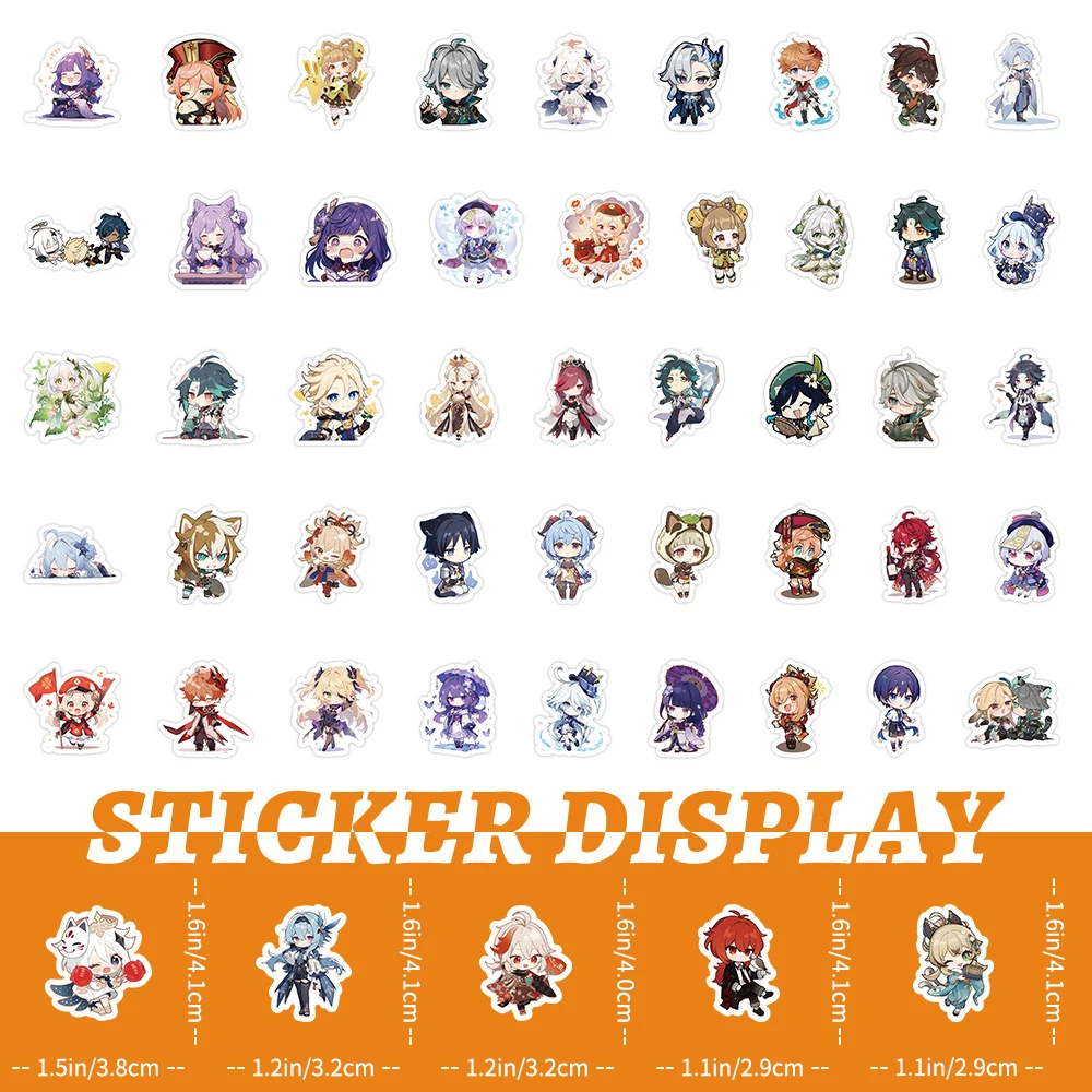 10/30/50/100pcs Kawaii Genshin Impact Cartoon Stickers Anime Game Decals Suitcase Scrapbooking Laptop Phone Graffiti Sticker Kid cartoon sticker,cartoon stickers,anime stickers