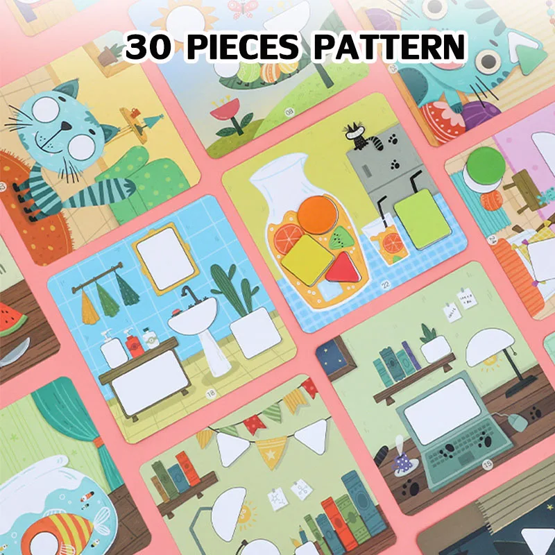 Magnets Jigsaw Puzzle Baby Toys Montessori Materials Geometric Shape Matching Educational Toys For Children Magnetic Tangram 5