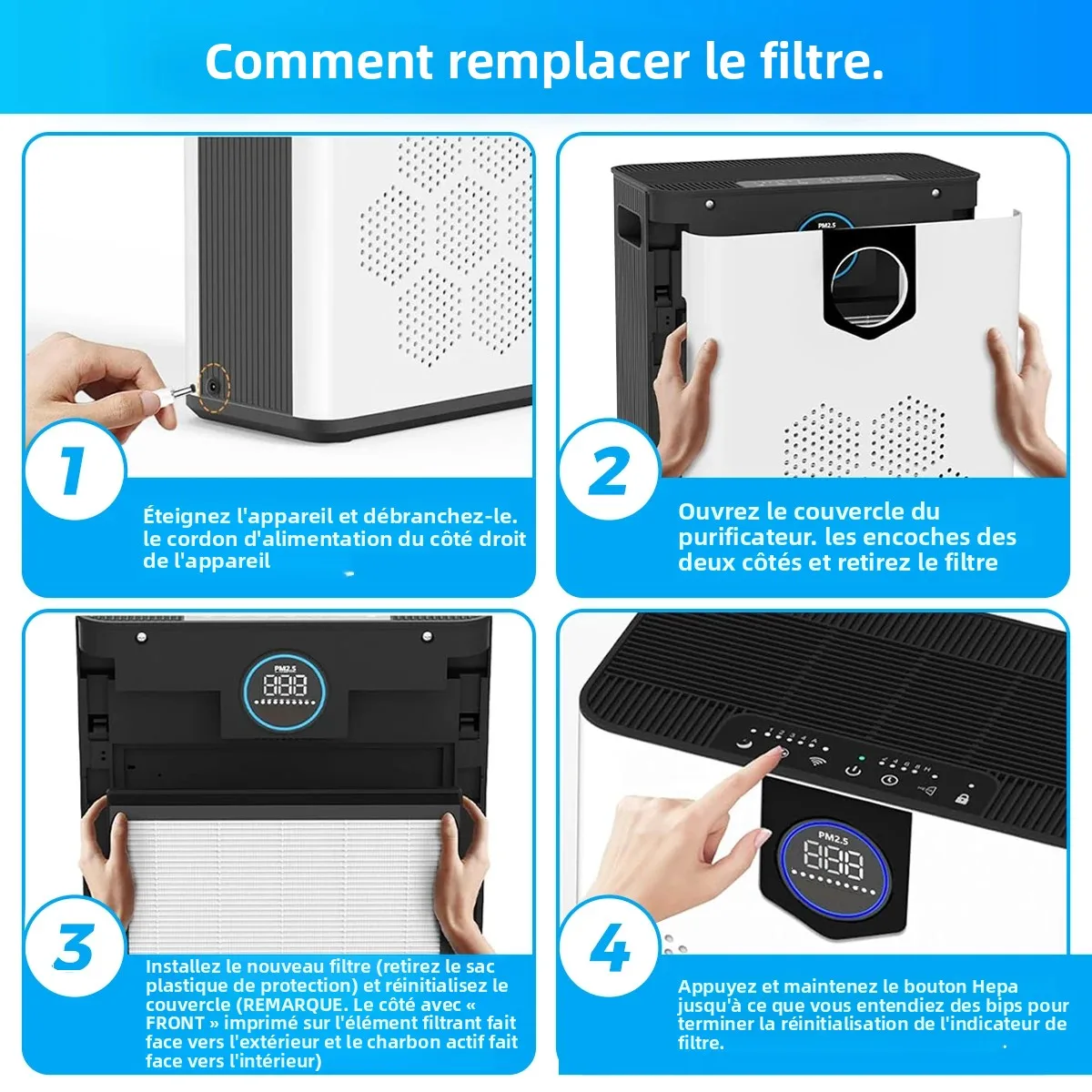 Filtre HEPA H14 Remplacement pour AIRFIRE AP304 JOWSET AP303/AP304 - Lot de 2