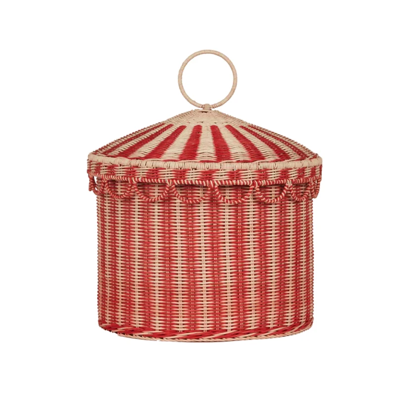 Nordic Wind Rattan Children's Toy Basket with Cover Living Room Debris Storage Basket Living Room Bedroom Dirty Basket 5