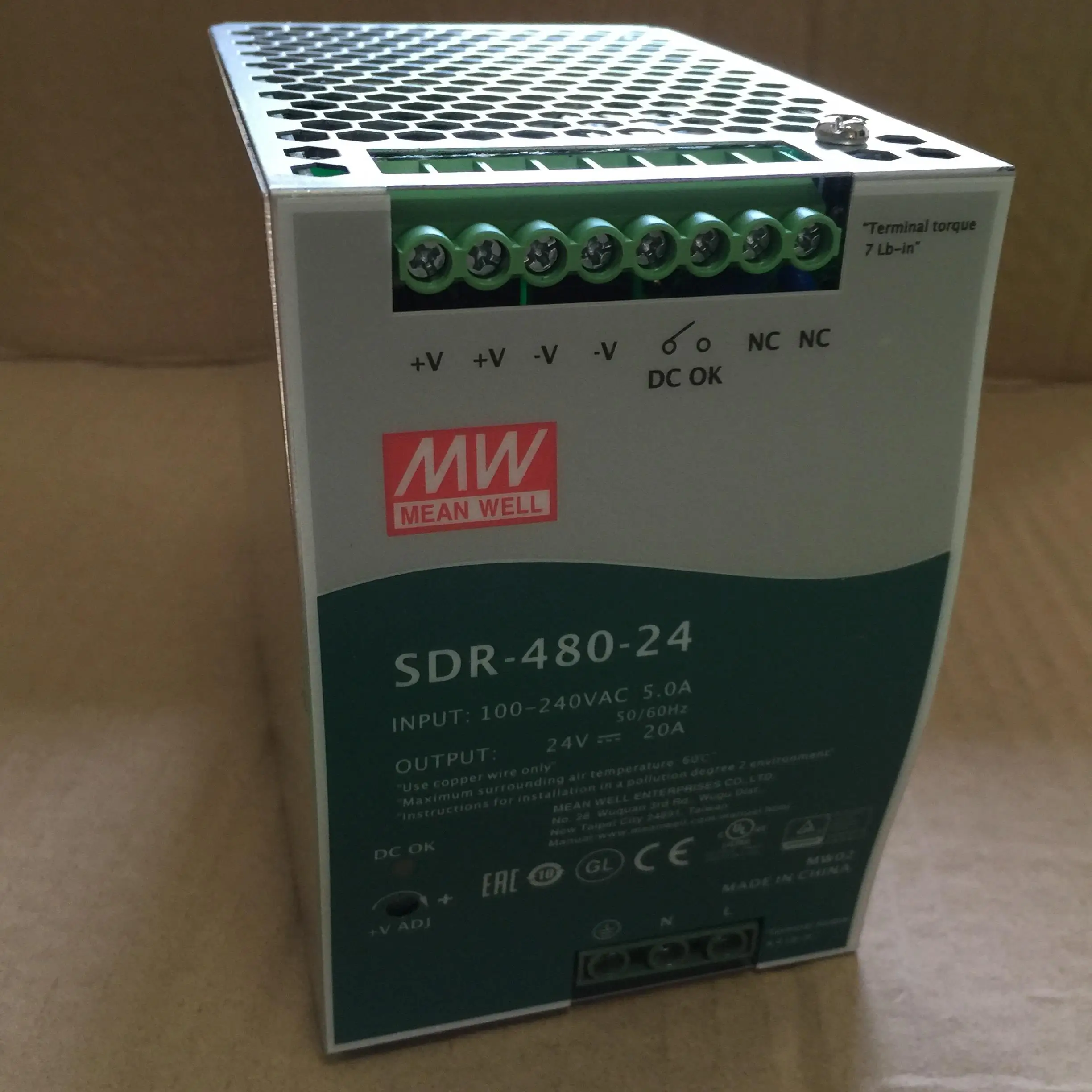 MEAN WELL SDR-480 시리즈 480W 단일 출력 산업용 DIN 레일 전원 공급 장치 SDR-480-24 SDR-480-48