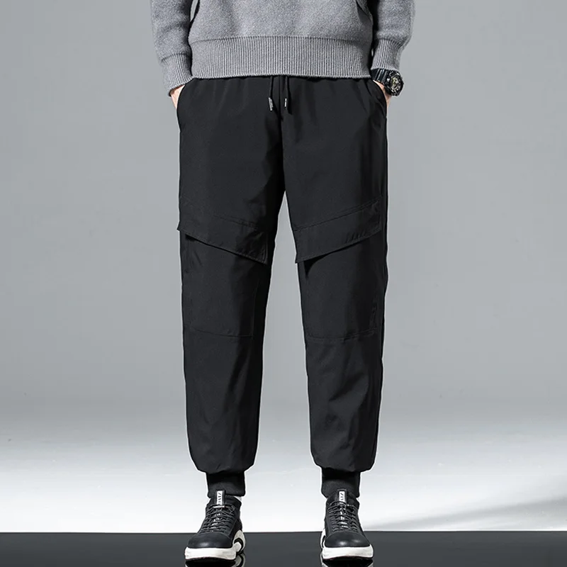 

Fashion Winter Men Down Pants Hip Hop Thick Warm White Duck Trousers Casual Drawstring Elastic Waist Black Plus Size