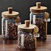 Coffee Bean Storage Jar Glass Sealed Containers Grains Jar with Wood Spoon Clear Spice Jars Kitchen Moisture-proof Storage Tank 2