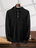 Men Cashmere Sweater Pullovers Autumn Winter Polo Collar Smart Casual Warm Knitted Soft 100% Cashmere Long Sleeve Clothing Tops 5