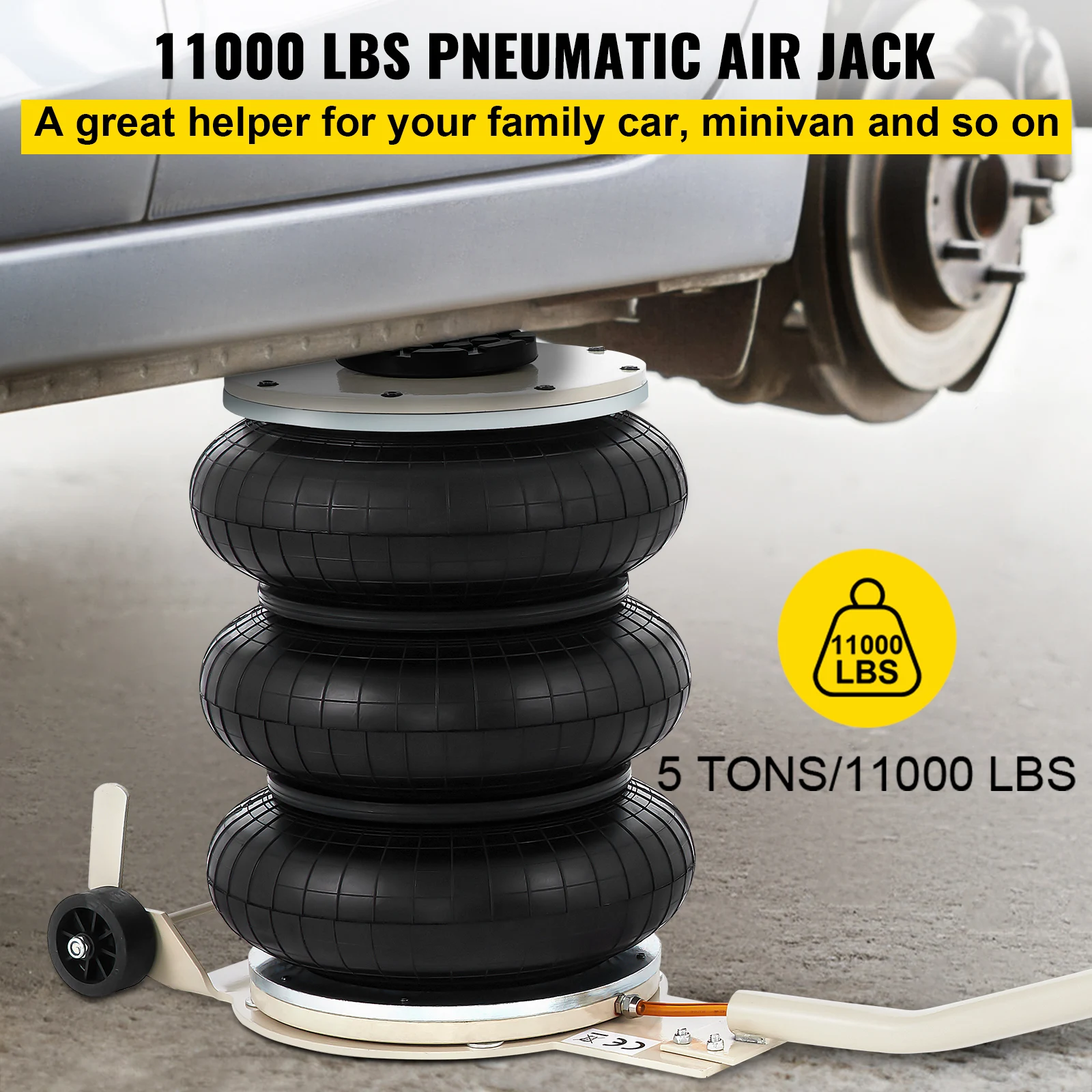 Pneumatic Car Jack with Triple Bag Air Lift for Vehicle Repair