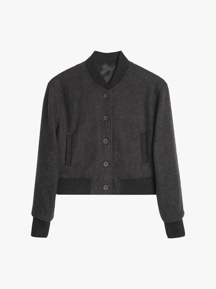 

Women's Woolen Jacket Short Autumn and Winter Back Ribbon Baseball Jacket Luxury Brand Fashion Casual Women Jacket Coat