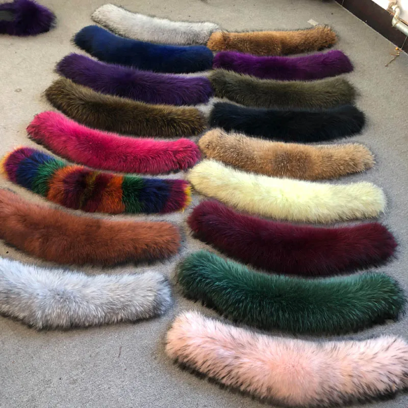 Real Raccoon Big Fur Collar 100% High Quality Plush Natural Top Trim Scarf Clothes Bag Shoes DIY Accessories Kids Adults