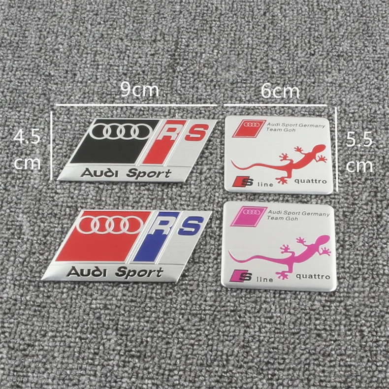 알루미늄 자동차 스티커 엠블럼 바디 리어 트렁크 테일 데칼, 아우디 A3 A4 B8 8 8P 8V A6 C7 A5 Q5 B7 B6 B9 SLINE Q2 Q7 액세서리