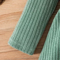 PatPat Baby Girl Button Front Solid Rib Knit Long-sleeve Dress Soft and Comfortable  Perfect for Outings Daily Wear Basic Style 4