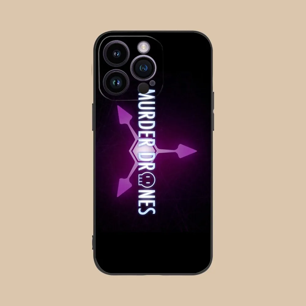 Sleek Black Soft Phone Cover - Murder Drones Design