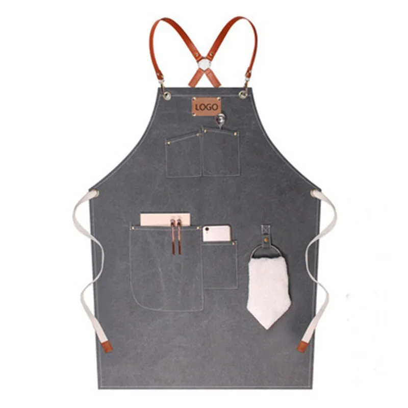 

Fashion Cowboy Canvas Outdoor Barbecue Barber Painting Art Students Kitchen Waterproof Oilproof Cleaning Tools Apron Custom LOGO
