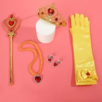 Princess Girls Belle Snow White Party Favors Gifts Set Crown Scepter Wand Necklace Gloves Baby Photography Props Accessories 3