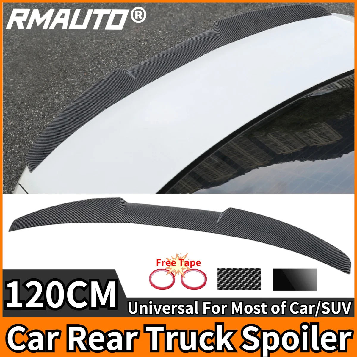 Rmauto 120Cm Universale Auto Posteriore Camion Spoiler In Fibra Di Carbonio Spoiler Posteriore Aleron Per Bmw E90 F30 F10 Per Tesla Modello 3 Y Body K