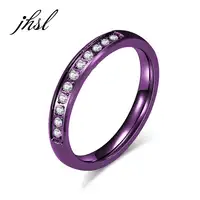 JHSL Brand Luxury Stainless Steel Women Wedding Rings Cubic Zircon Purple Gold Silver Color US Size 5 6 7 8 9 10 1
