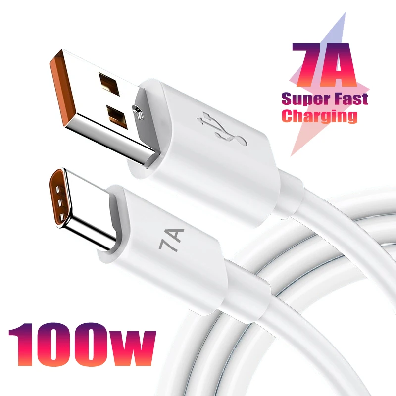 

7A 100W USB Type C Super-Fast Charge Cable for Huawei P40 P30 Fast Charing Data Cord for Xiaomi Mi 13 12 Pro Oneplus Realme POCO