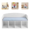 Kids Book Display Case with Soft Cushion, Storage Bench with Book Rack, Low Square Book Cabinet for Living Room Bedroom Decor 5