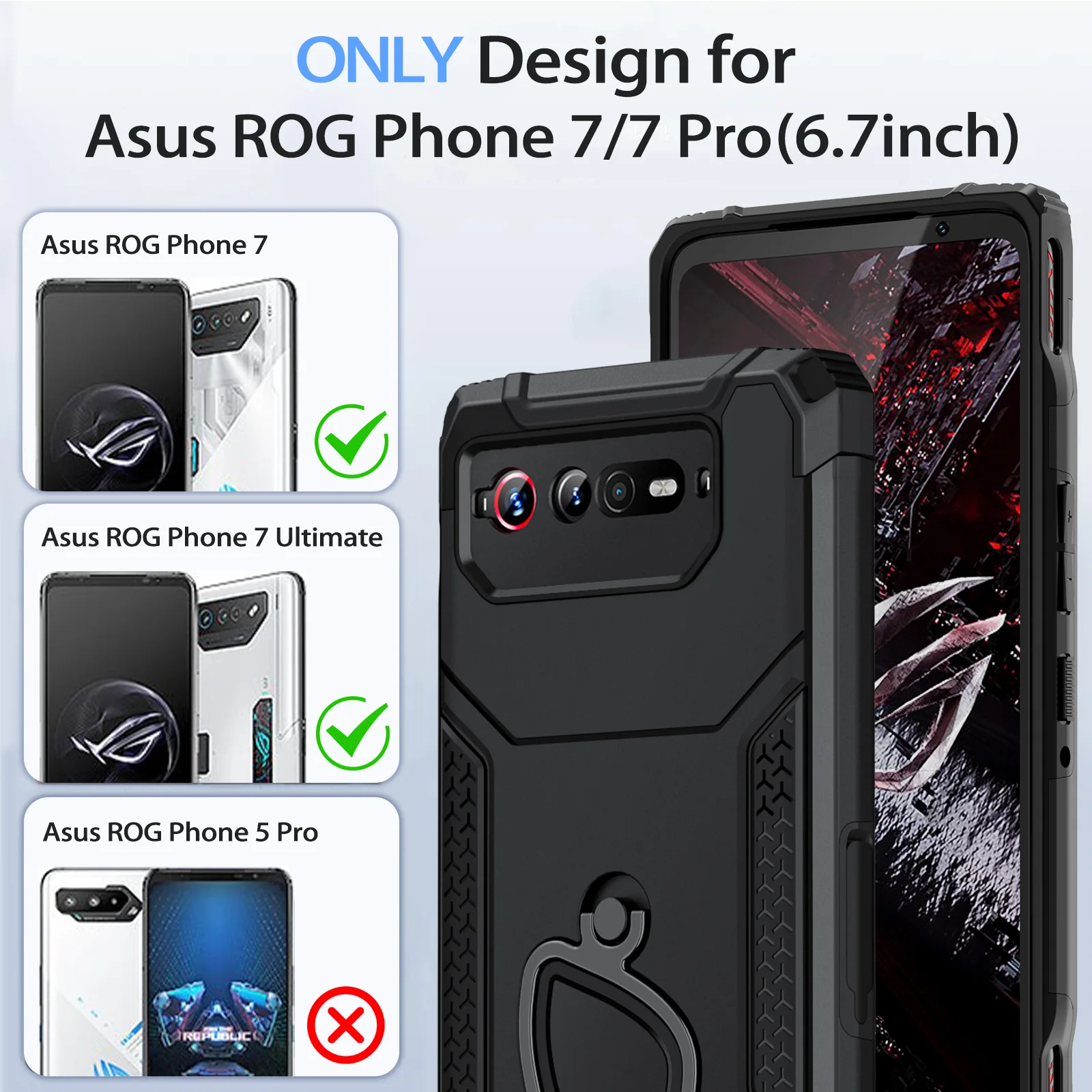 Heavy Duty Shockproof Phone Case with Ring Stand & Heat Dissipation - Military Grade Protection
