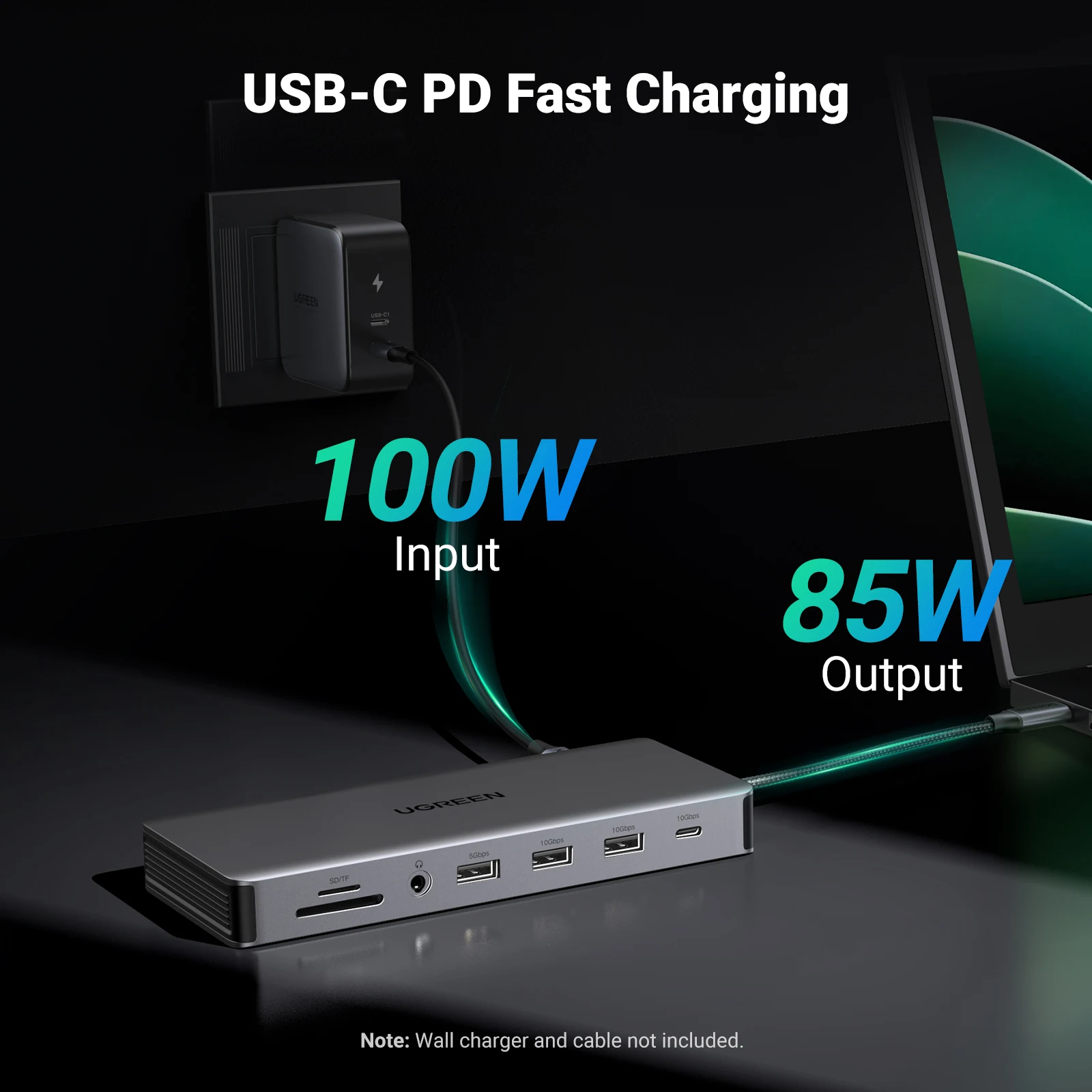 Estação de Ancoragem Ugreen-usb c Tela Tripla 4k Hdmi Duplo 10gbps 100w pd sd tf Macbook Pro Air Dell Xps 13 em 1 - Imagem 4