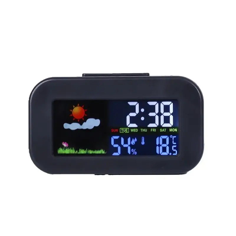 Weather Station Clock with Color Display - Temp & Humidity Monitor, Backlit for Kids & Teens, Perfect for Bedroom & Dorm Desk - Image 6