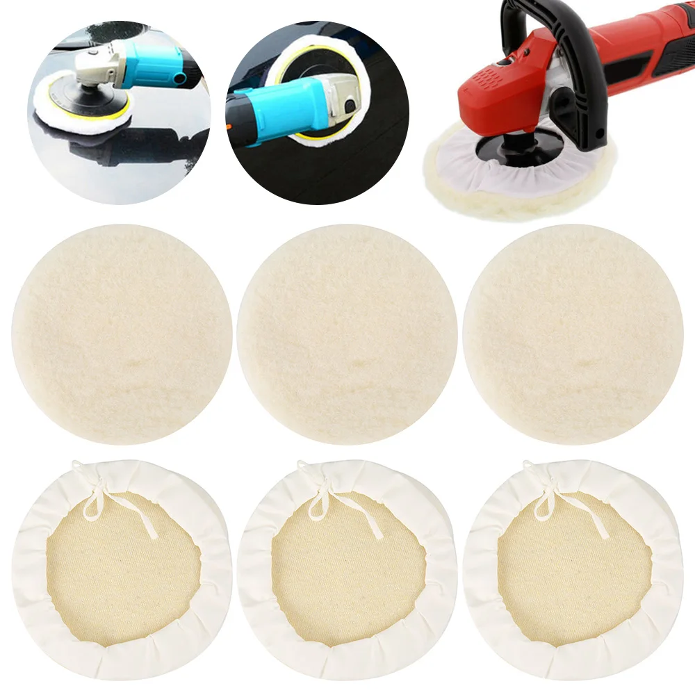 7 Inch Buffing Pads Polishing Bonnet Buffing Polishing Pads Synthetic Lambs Wool Car Bonnet Buffer Polisher Pad for Car Glass 6
