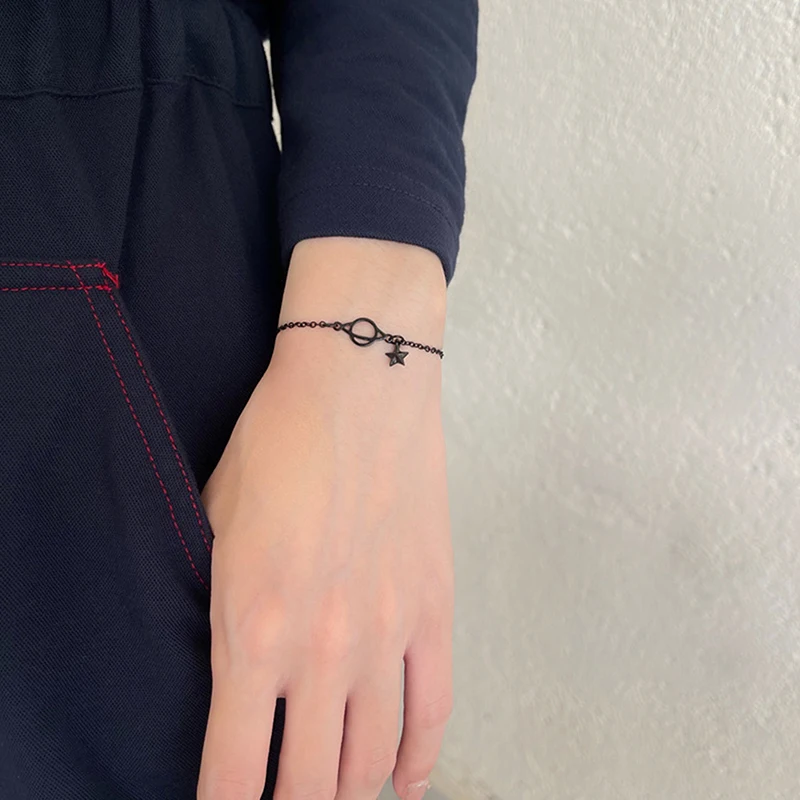 Black Planet Stars Gothic Punk Adjustable Bracelet For Women Girls Luxury Jewelry Dainty Gift bangle bracelet