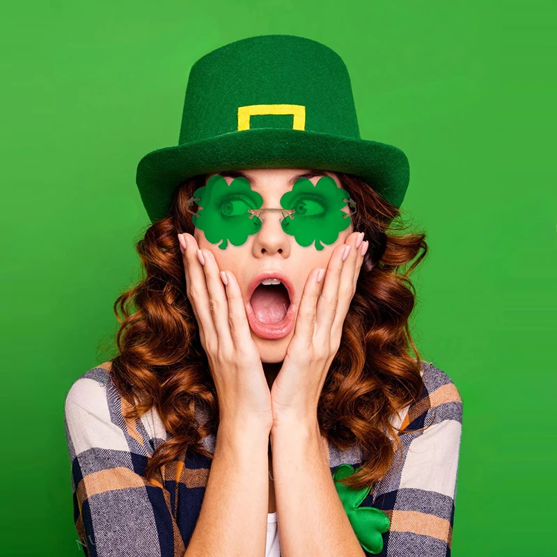 St. Patrick’s Day Glasses Irish Shamrock Sunglasses Green Four Leaf Clover Leprechaun Costume Accessories 3