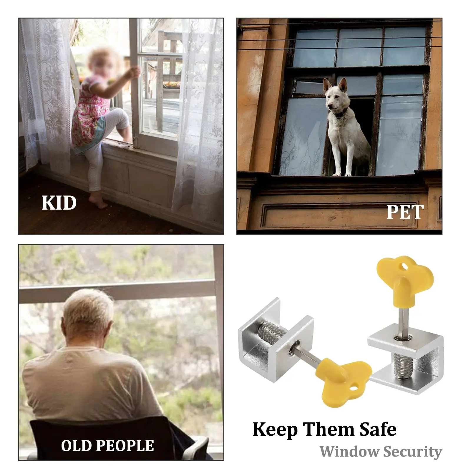 Window Lock Buckle Fixed Aluminum Alloy Screen Sliding Window Child Protection Safety Household Anti-Theft Limit Device 2pcs