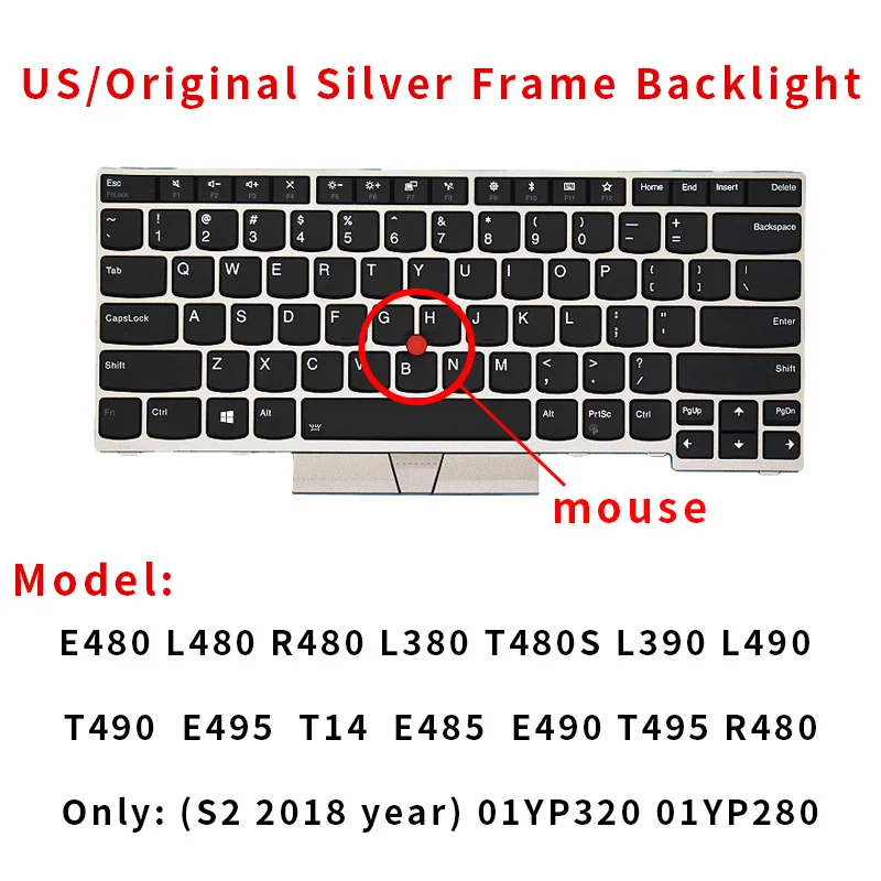 Eua Russo do Teclado do Portátil para Lenovo Thinkpad E480 L480 L380 T480s L390 L490 T490 E495 s2 T14 E485 E490 T495 R480 01yp320 - Imagem 3