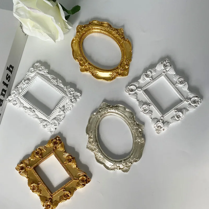 Mini Photo Frame Shooting Retro European Style Photo Frame Embossed Nail Art Earrings Pose Props